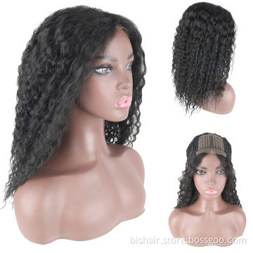 Cheap brazilian virginKinky Curly Front Lace Wig Real Human Hair HD T Part Lace Real Human Hair Wig 180% Density Natural Color